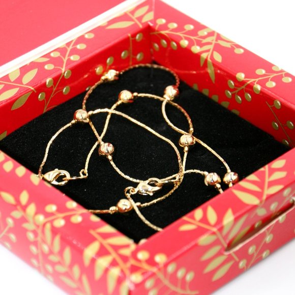 Gold- colored Bead Necklace & Bracelet set - Picture 2 of 4